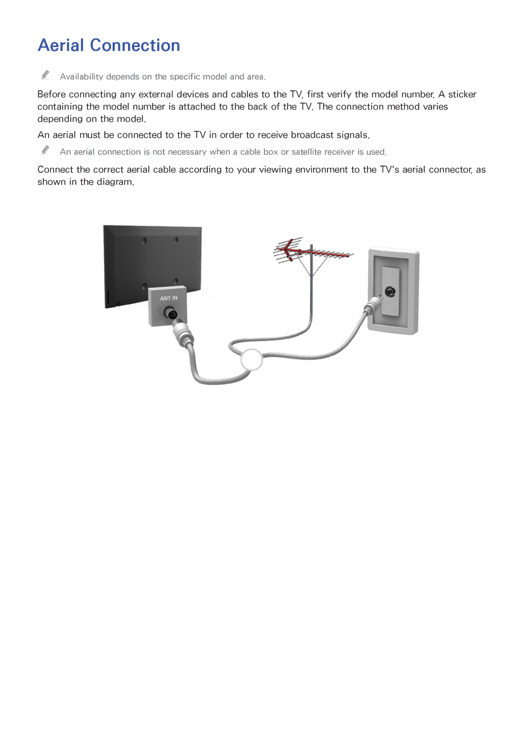 Samsung UA40J5200DRXUM, UA40J5200ARXUM, UA48J5200ARXUM, UA58J5200ARXUM, UA32J4003ARXUM, UA49J5200ARXUM manual Aerial Connection 