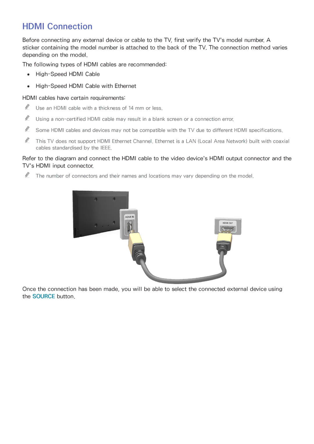 Samsung UA48J5200ARXUM, UA40J5200DRXUM, UA40J5200ARXUM, UA58J5200ARXUM, UA32J4003ARXUM, UA49J5200ARXUM manual Hdmi Connection 