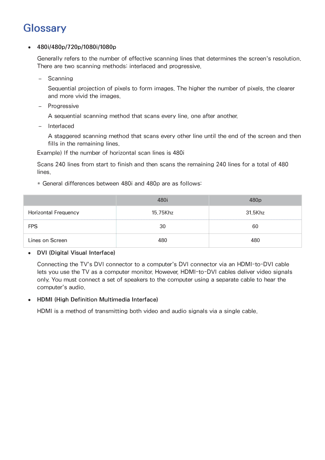 Samsung UA40J5250DKXXV manual Glossary 