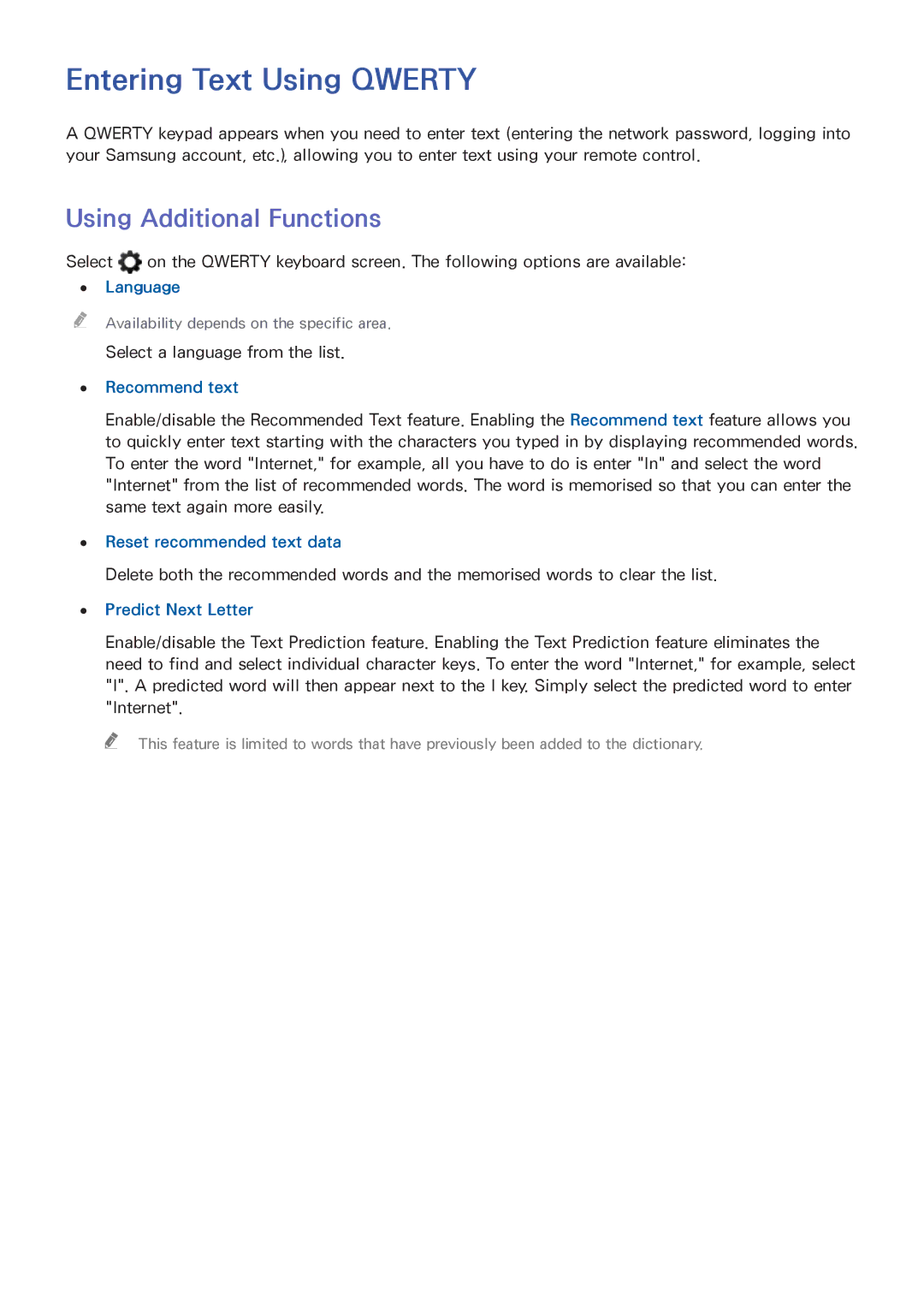 Samsung UA40J5250DKXXV manual Entering Text Using Qwerty, Using Additional Functions 