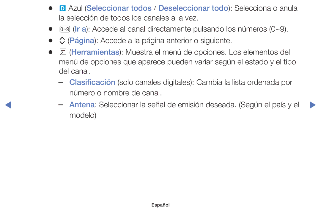 Samsung UA40K5100BWXMV, UA43K5100BWXMV, UA32K5100AWXMV manual La selección de todos los canales a la vez 