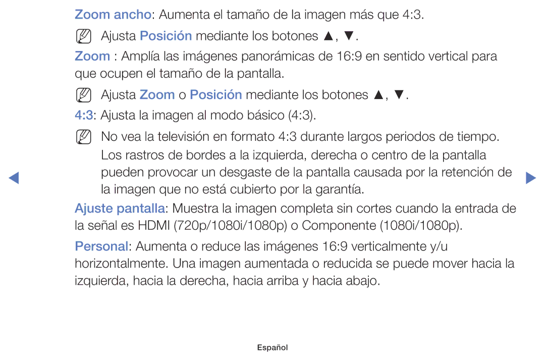 Samsung UA32K5100AWXMV, UA40K5100BWXMV, UA43K5100BWXMV manual La imagen que no está cubierto por la garantía 