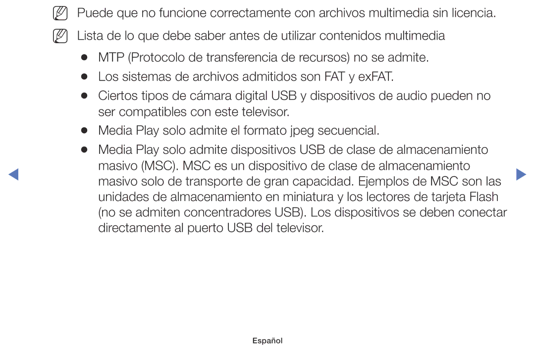 Samsung UA32K5100AWXMV, UA40K5100BWXMV, UA43K5100BWXMV manual Directamente al puerto USB del televisor 