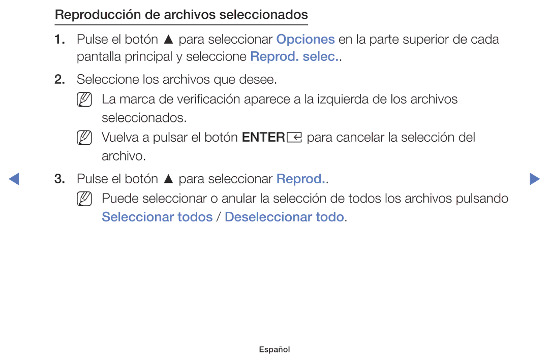 Samsung UA32K5100AWXMV, UA40K5100BWXMV, UA43K5100BWXMV manual Seleccionar todos / Deseleccionar todo 