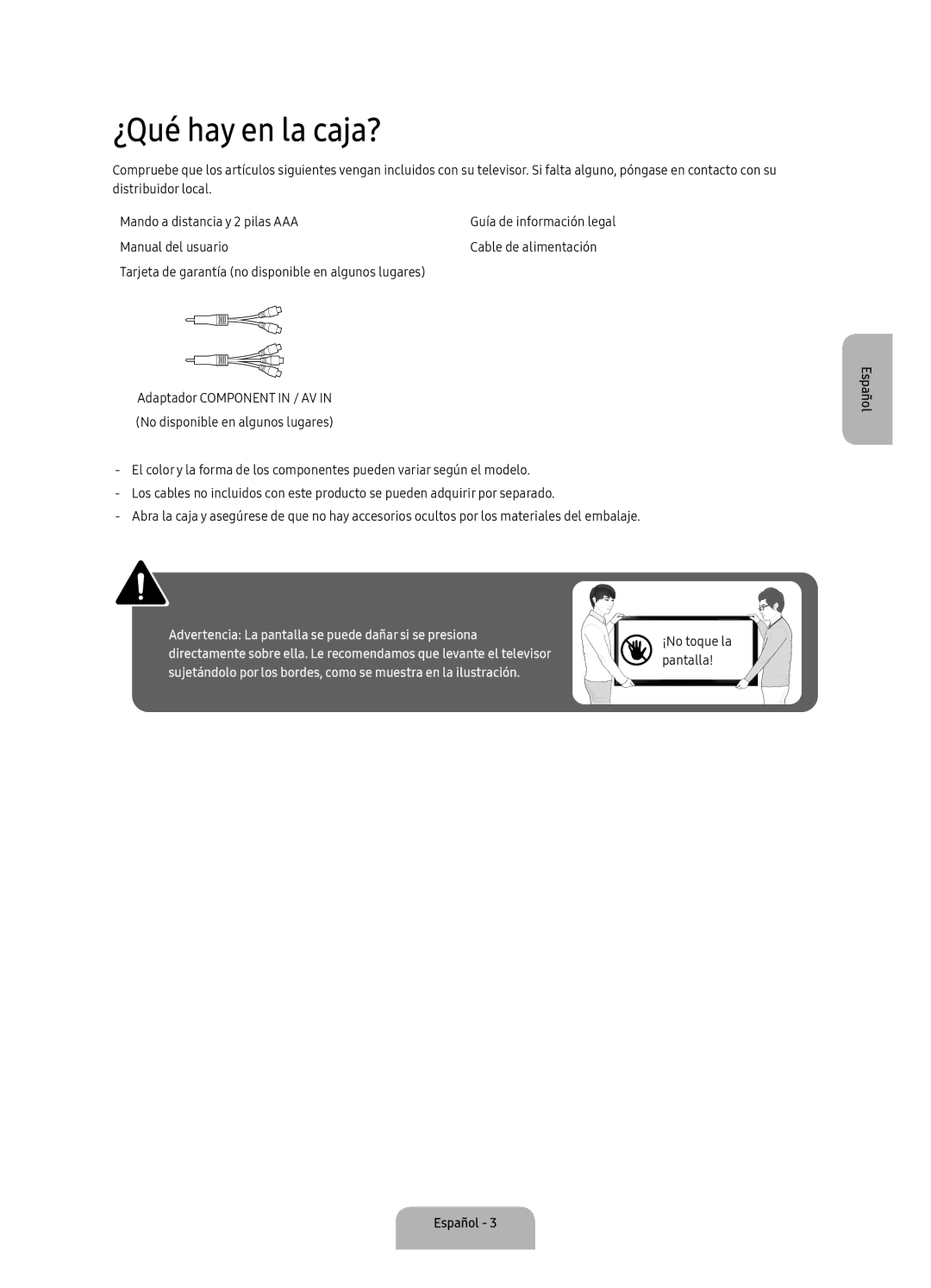 Samsung UA40K5300BKXSK, UA40K5300AKXSK manual ¿Qué hay en la caja? 