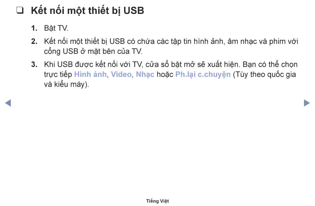 Samsung UA49M5000AKXXV, UA40M5000AKXXV, UA32J4003DKXXV manual Kết nối một thiết bị USB 