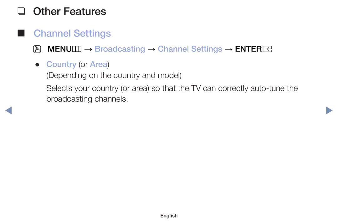 Samsung UA40M5000AKXXV, UA32J4003DKXXV, UA49M5000AKXXV manual Other Features, Channel Settings 