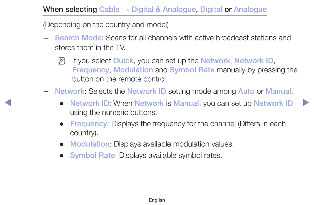 Samsung UA49M5000AKXXV, UA40M5000AKXXV, UA32J4003DKXXV manual Network ID When Network is Manual, you can set up Network ID 