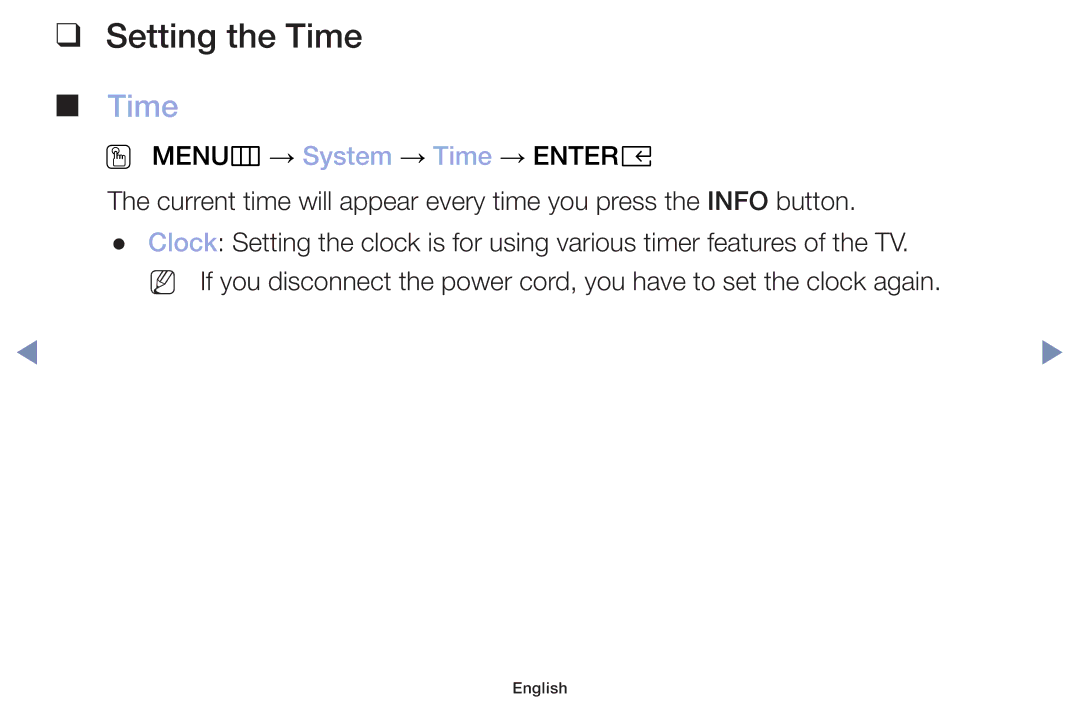 Samsung UA32J4003DKXXV, UA40M5000AKXXV, UA49M5000AKXXV manual Setting the Time 