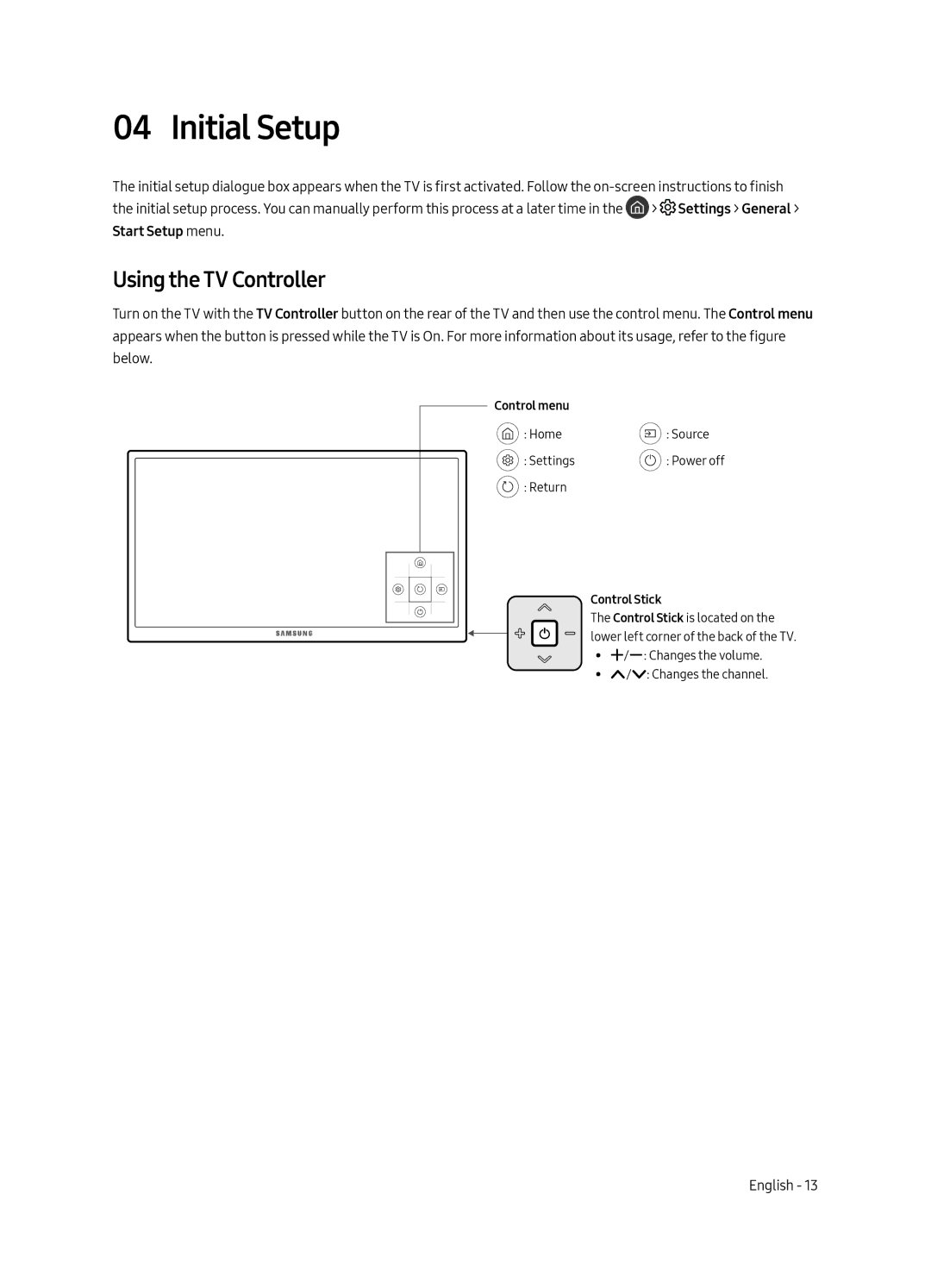 Samsung UA43MU6103KXXV, UA40MU6103KXXV, UA55MU6103KXXV, UA49MU6103KXXV, UA65MU6103KXXV Initial Setup, Using the TV Controller 