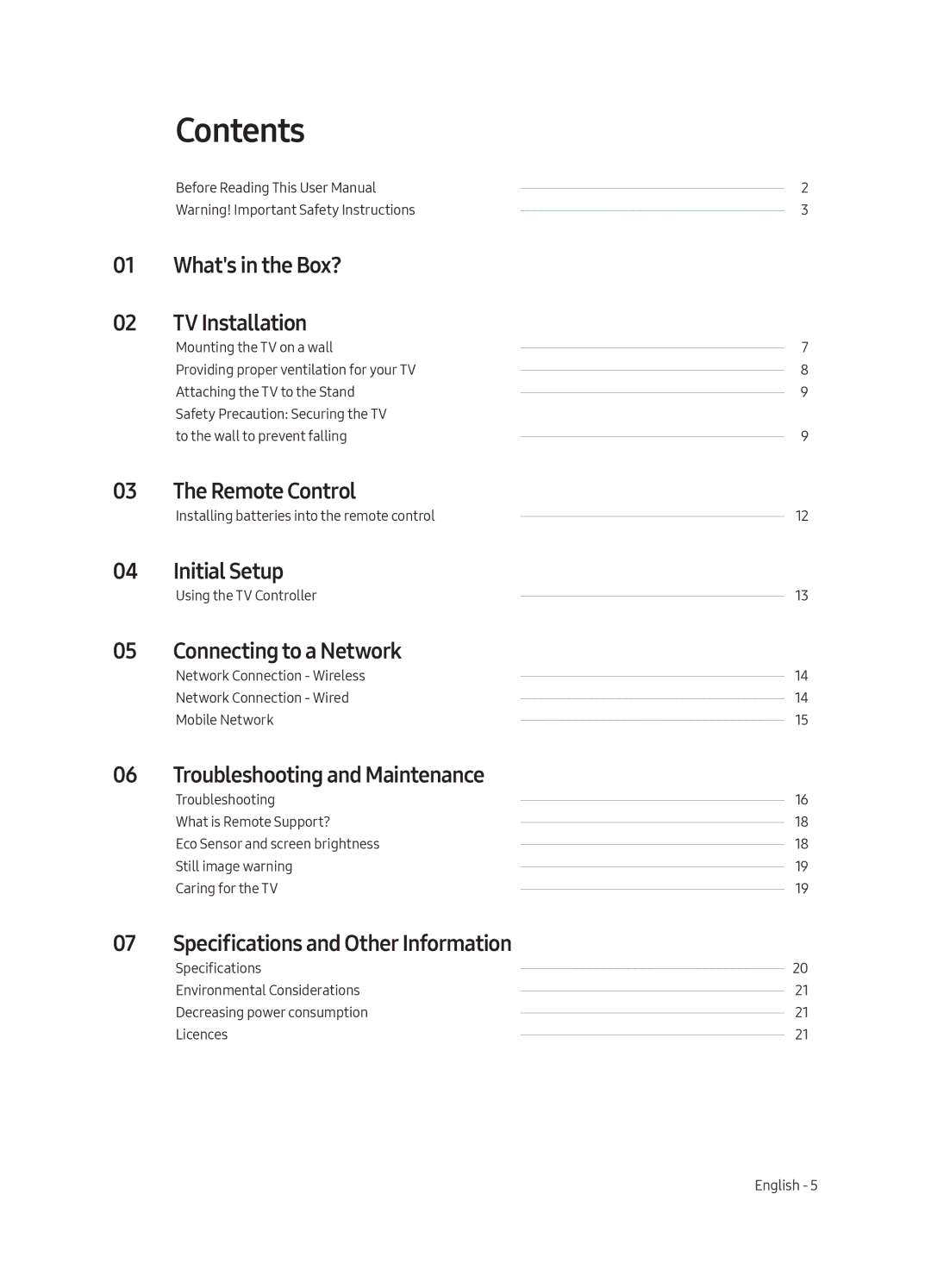 Samsung UA75MU6103KXXV, UA40MU6103KXXV, UA43MU6103KXXV, UA55MU6103KXXV, UA49MU6103KXXV, UA65MU6103KXXV manual Contents 