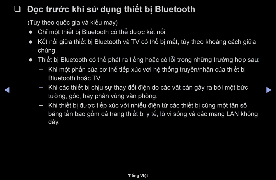 Samsung UA49M5000AKXXV, UA43M5100AKXXV, UA49M5100AKXXV, UA43M5100DKXXV manual Đọc trước khi sử dụng thiết bị Bluetooth 