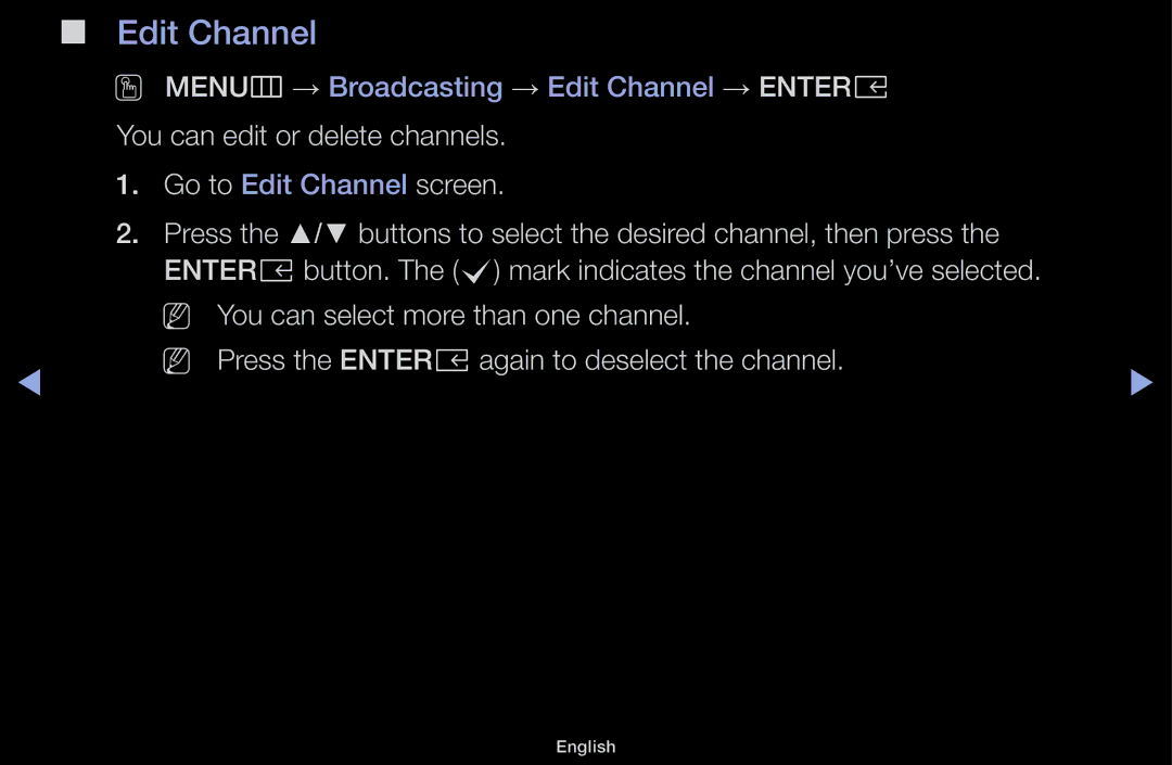 Samsung UA43M5100AKXXV, UA49M5100AKXXV, UA43M5100DKXXV, UA49M5000AKXXV manual Edit Channel 