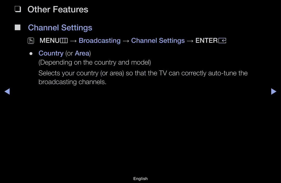 Samsung UA49M5000AKXXV, UA43M5100AKXXV, UA49M5100AKXXV, UA43M5100DKXXV manual Other Features, Channel Settings 