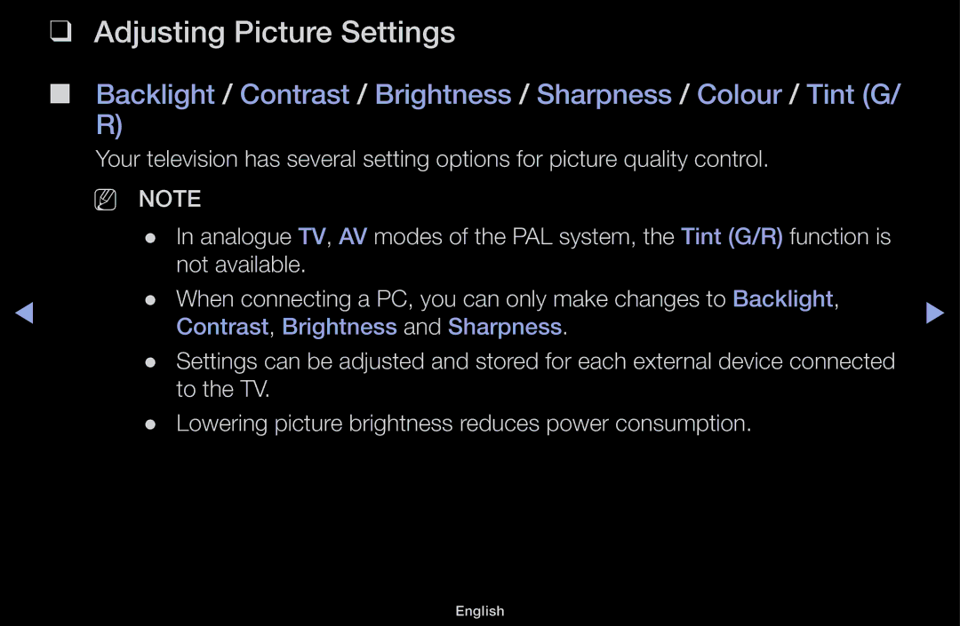 Samsung UA43M5100AKXXV, UA49M5100AKXXV, UA43M5100DKXXV, UA49M5000AKXXV manual Adjusting Picture Settings, NN Note 