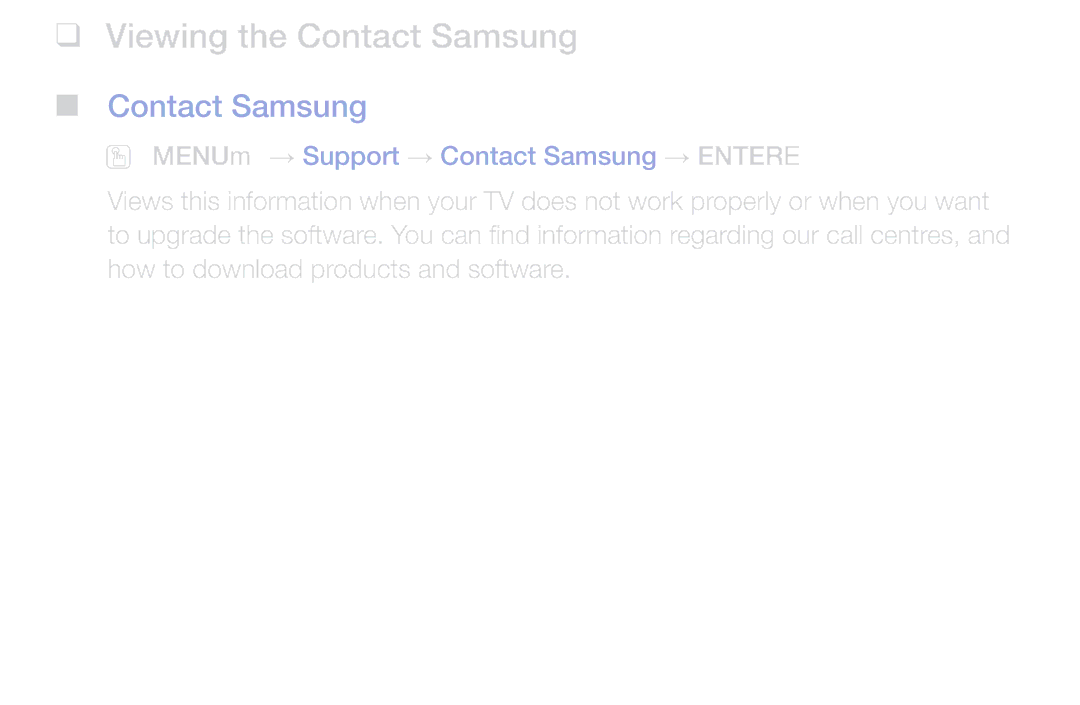 Samsung UA43M5100ARXUM manual Viewing the Contact Samsung 