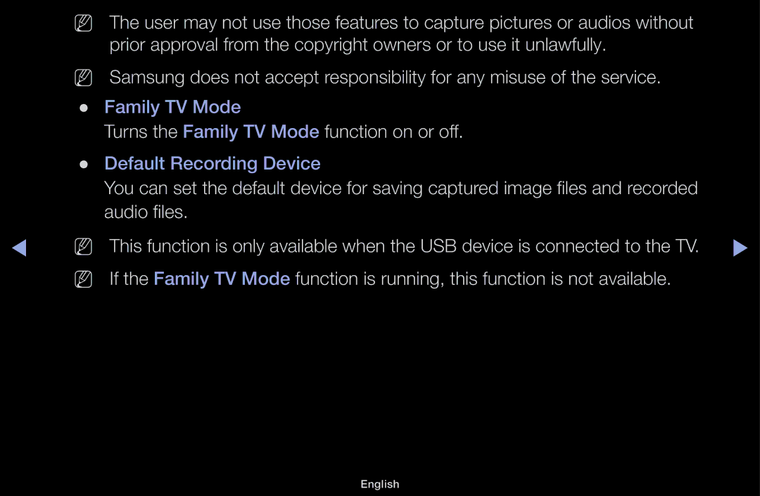 Samsung UA43M5100ARXUM manual Turns the Family TV Mode function on or off 