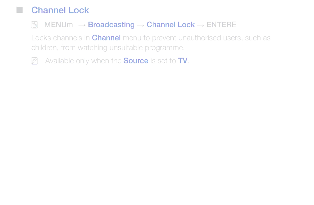 Samsung UA43M5100ARXUM manual Channel Lock 