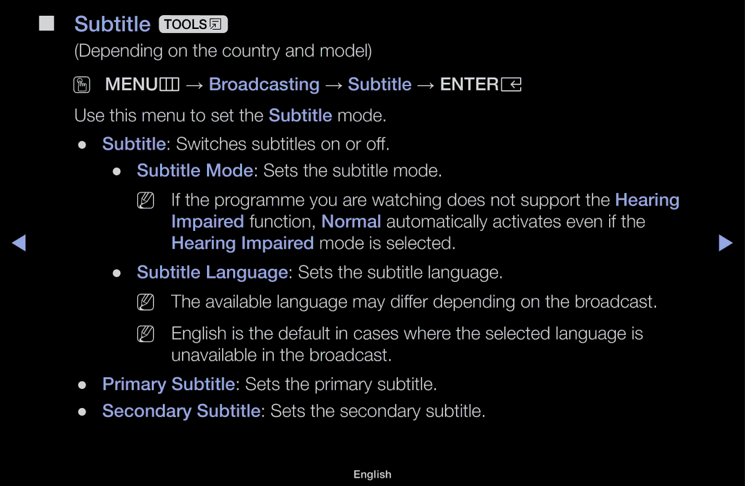 Samsung UA43M5100ARXUM manual Subtitle t 