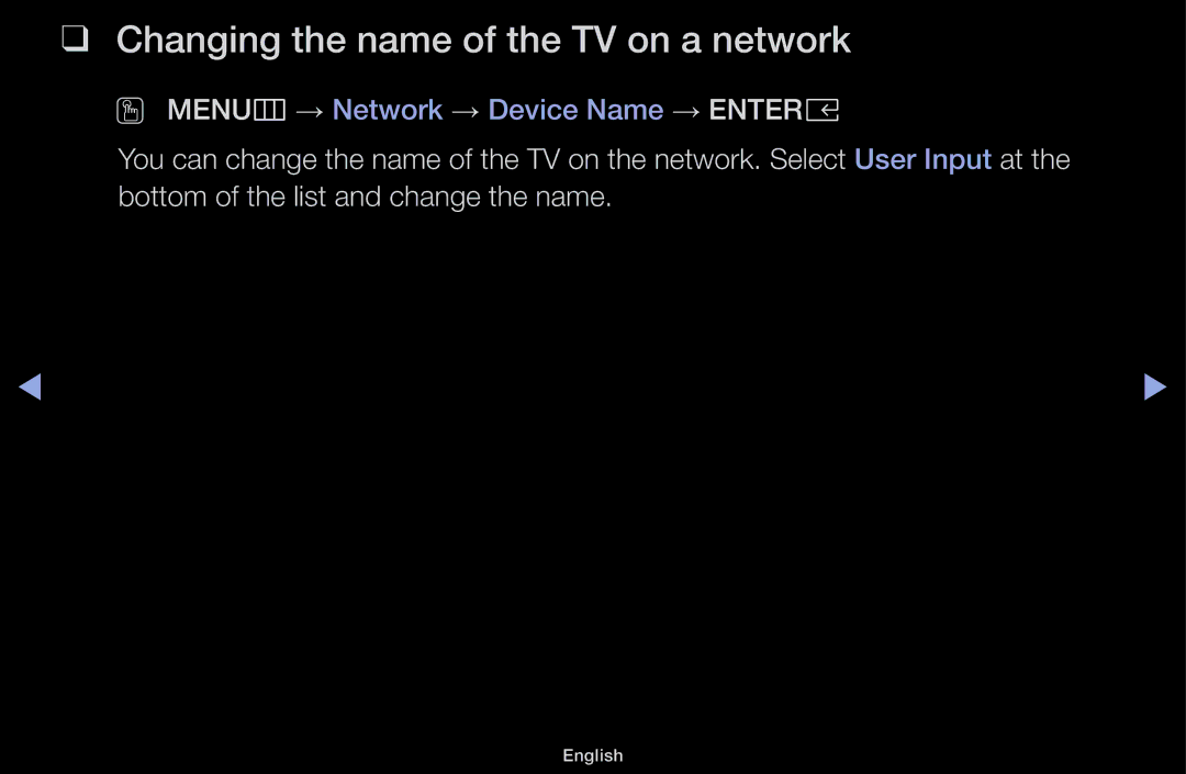 Samsung UA43M5100ARXUM manual Changing the name of the TV on a network 