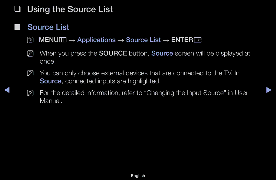 Samsung UA43M5100ARXUM manual Using the Source List 