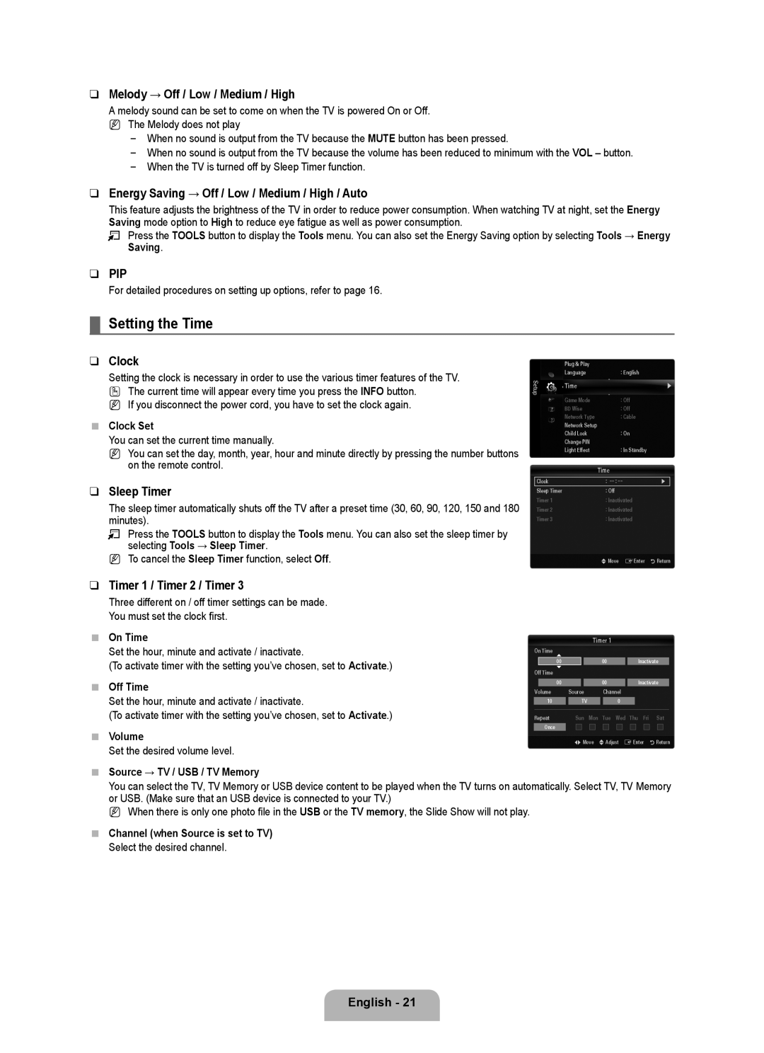 Samsung UA40B7000, UA46B7000, UA55B7000 user manual Setting the Time 