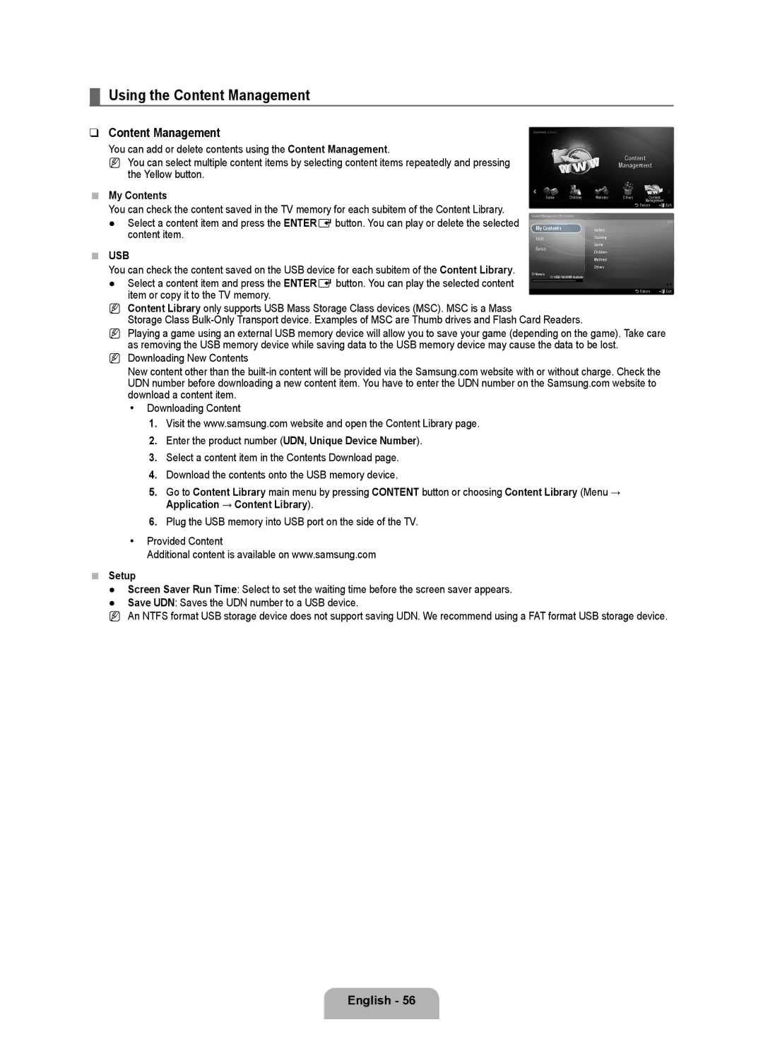 Samsung UA55B7000, UA46B7000, UA40B7000 user manual Using the Content Management 