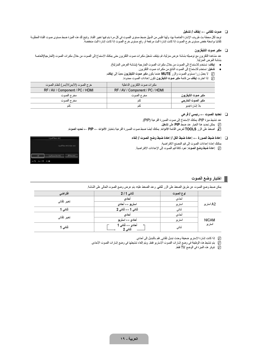 Samsung UA46B7000WRXSV manual توصلا عضو رايتخا, ليغشت / فاقيإ ← يئاقلت توص, نويزفيلتلا توص ربكم, يعرف / يسيئر ← توصلا ديدحت 