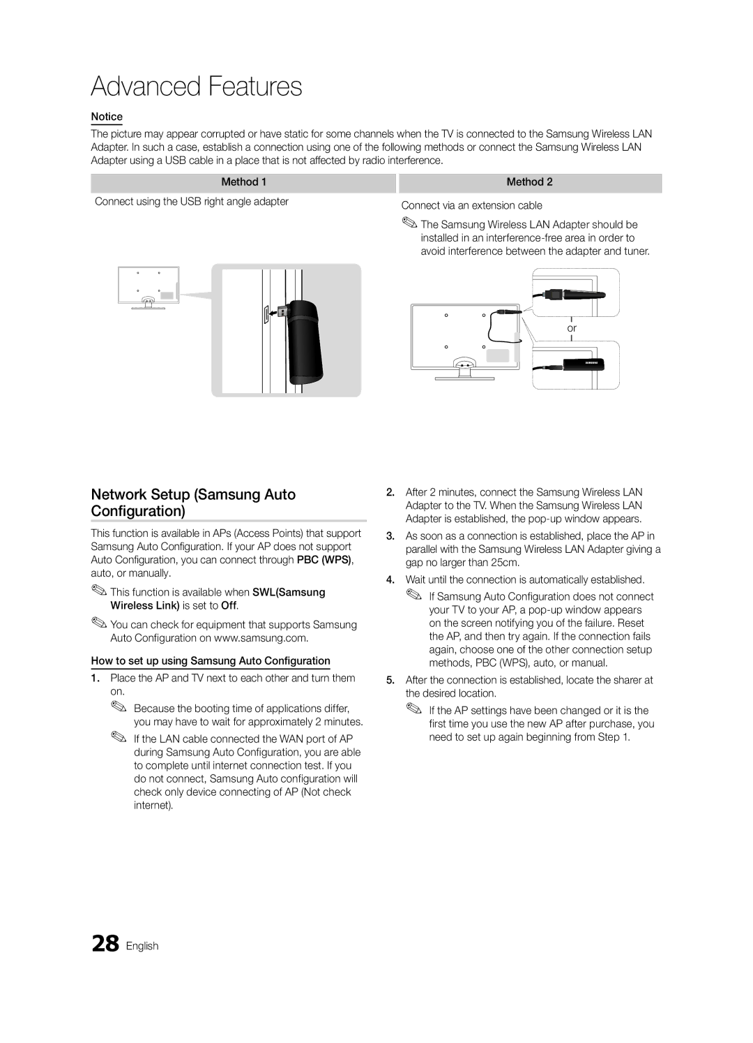 Samsung UA55C8000XRXXV, UA46C8000XRXUM, UA65C8000XRXHC, UA65C8000XRXUM manual Network Setup Samsung Auto Configuration 