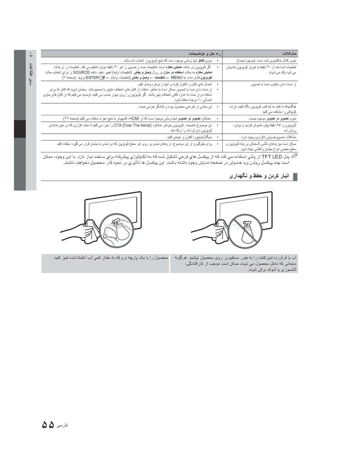 Samsung UA55C8000XRXHC, UA46C8000XRXUM, UA65C8000XRXHC یرادهگن و ظفح و ندرک رابنا, یاس 05 تاعلاطا ر تاحیضوت و لح هار تلاکشم 