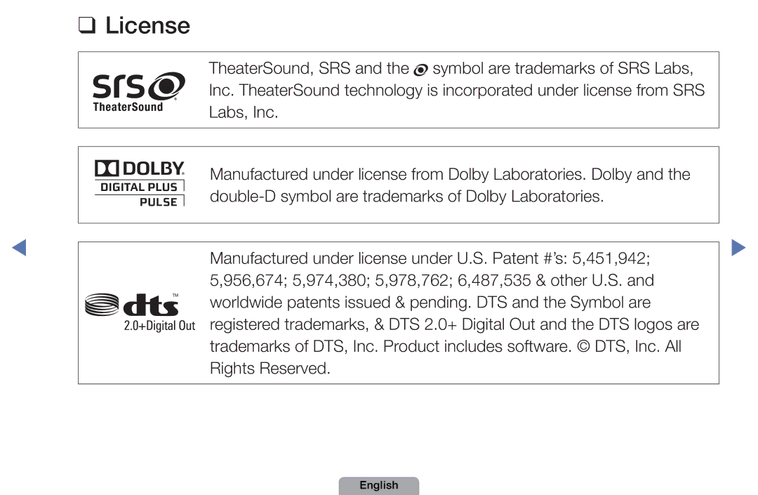 Samsung UA46D5000PMXSQ manual License 