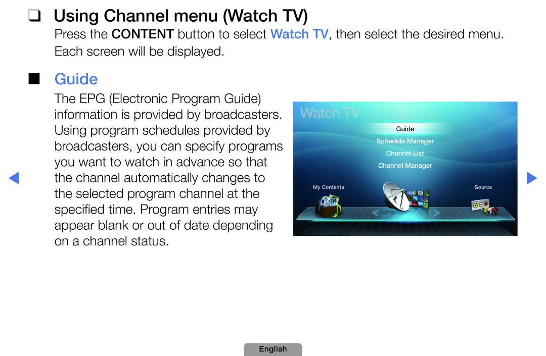 Samsung UA46D5000PMXSQ manual UsingChannelmenuWatchTV, Guide 