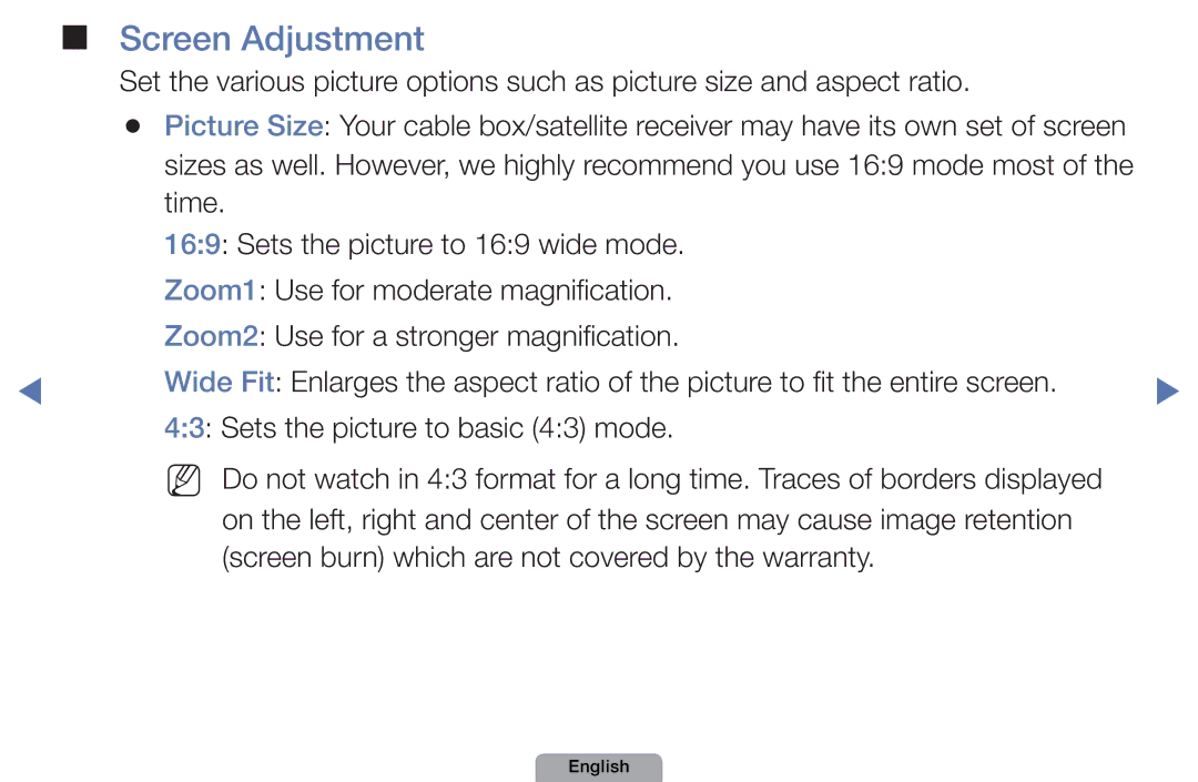 Samsung UA46D5000PMXSQ manual Screen Adjustment 