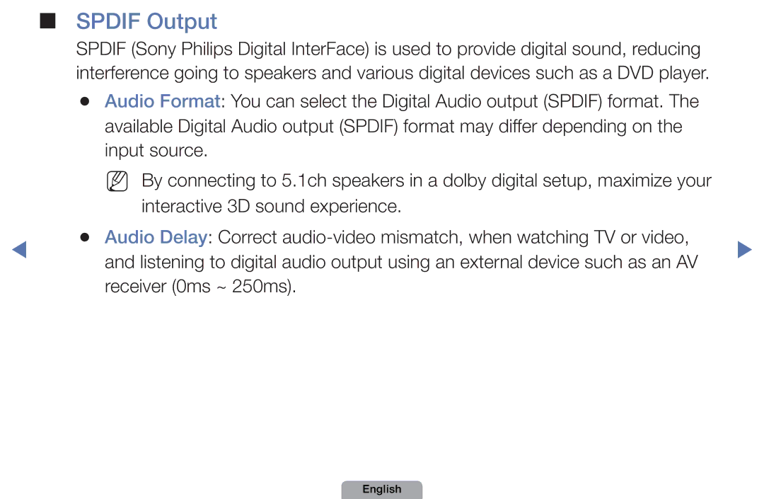 Samsung UA46D5000PMXSQ manual Spdif Output 