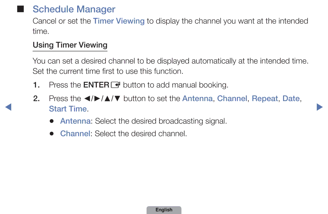 Samsung UA46D5000PMXSQ manual Schedule Manager, Start Time 