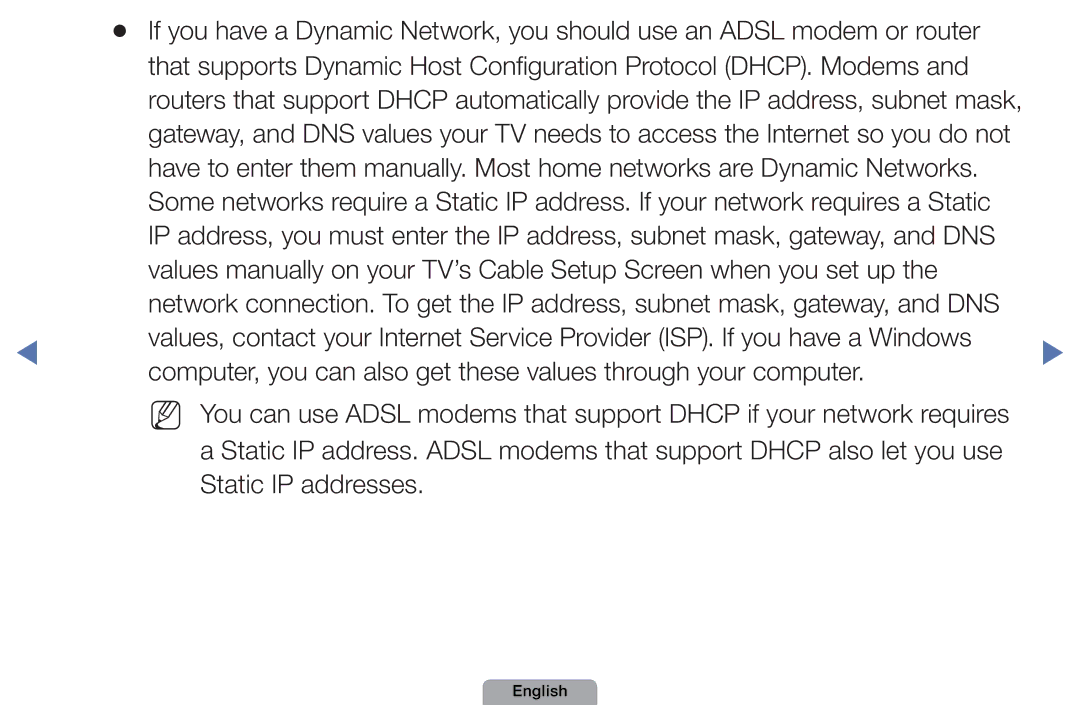 Samsung UA46D5000PMXSQ manual Static IP addresses 