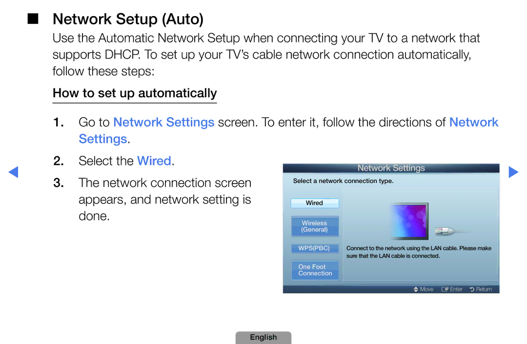 Samsung UA46D5000PMXSQ manual Network Setup Auto 