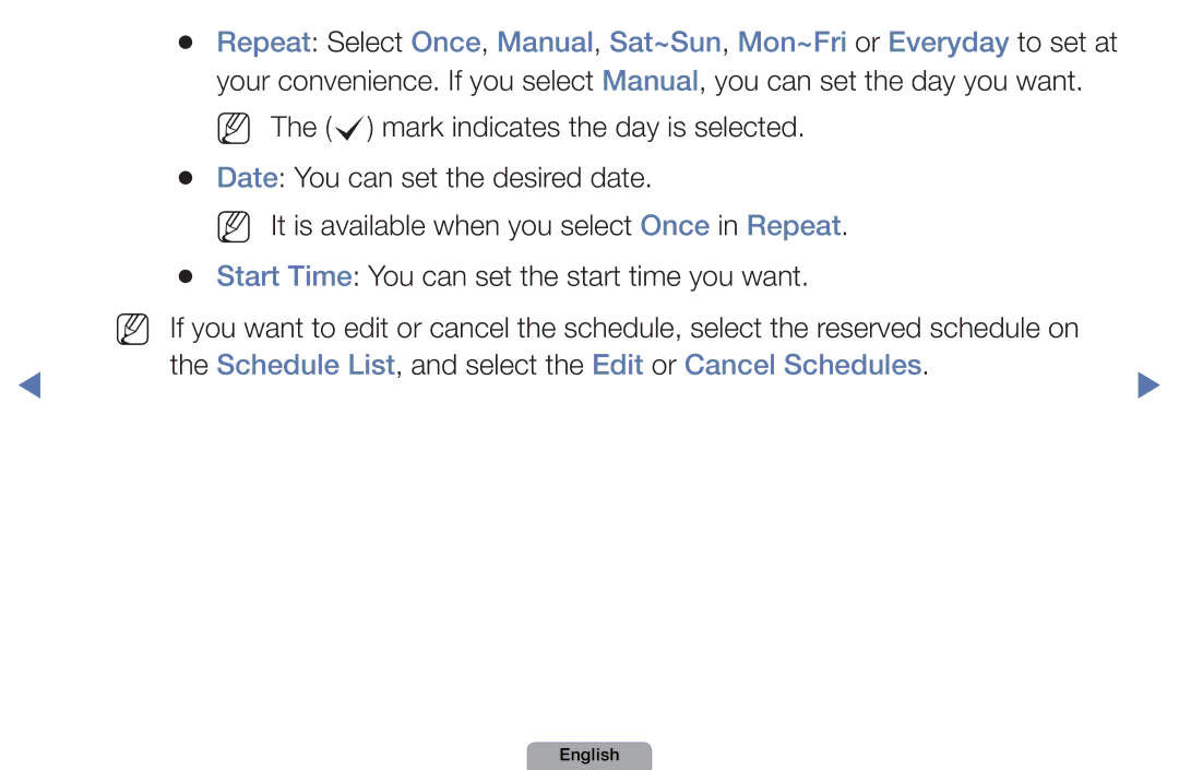 Samsung UA46D5000PMXSQ manual Schedule List, and select the Edit or Cancel Schedules 