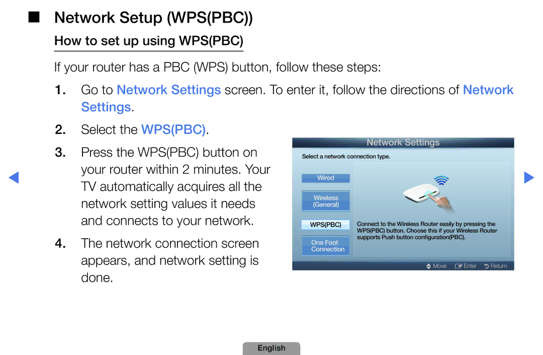 Samsung UA46D5000PMXSQ manual Network Setup Wpspbc 