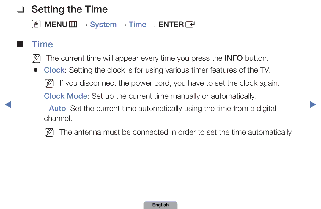 Samsung UA46D5000PMXSQ manual Setting the Time 