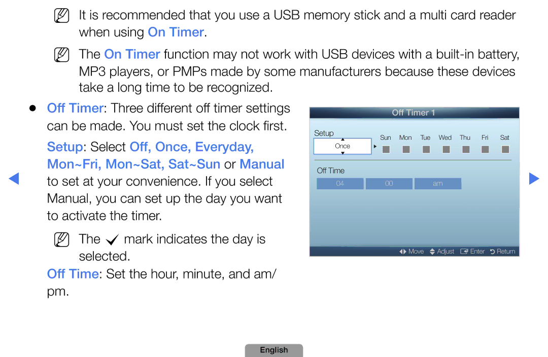 Samsung UA46D5000PMXSQ manual Off Timer 