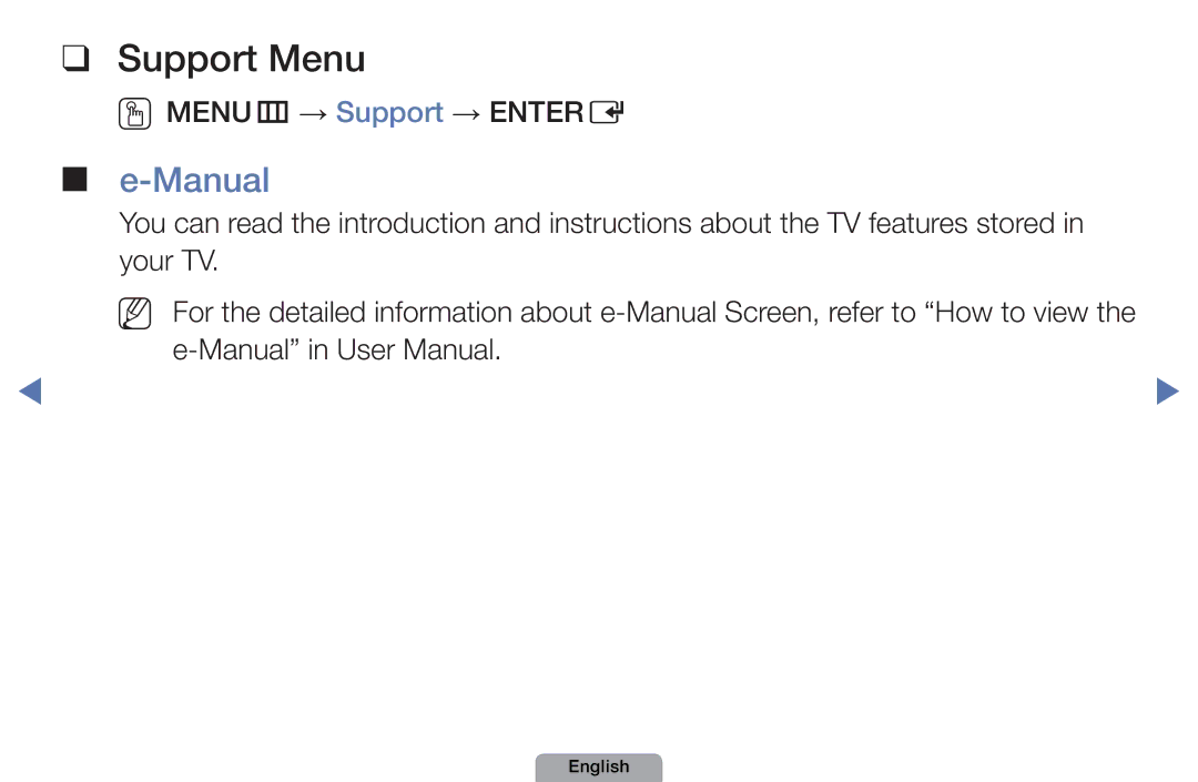 Samsung UA46D5000PMXSQ manual Support Menu, Manual 