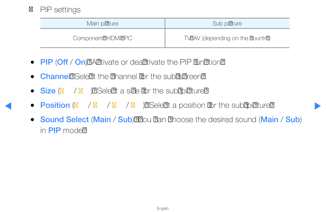 Samsung UA40D5500RMXSQ, UA46D5500RMXSQ manual NN PIP settings 