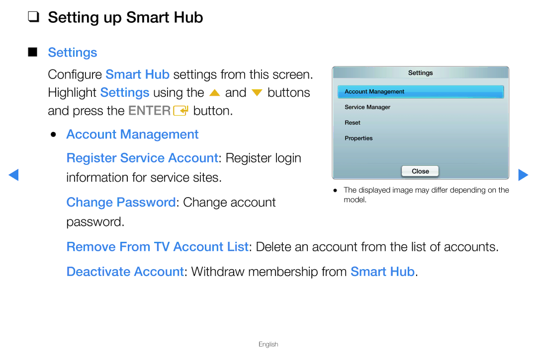 Samsung UA40D5500RMXSQ, UA46D5500RMXSQ manual Setting up Smart Hub, Information for service sites 