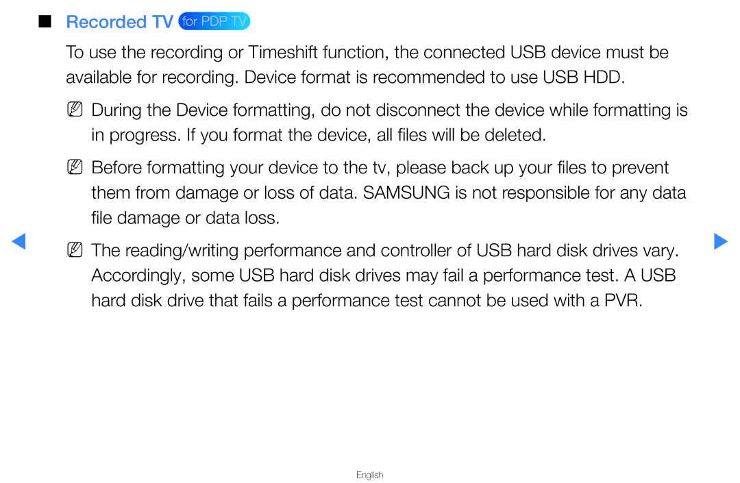 Samsung UA46D5500RMXSQ, UA40D5500RMXSQ manual Recorded TV for PDP TV 