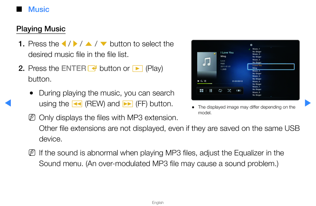 Samsung UA46D5500RMXSQ, UA40D5500RMXSQ manual Music, Love You 