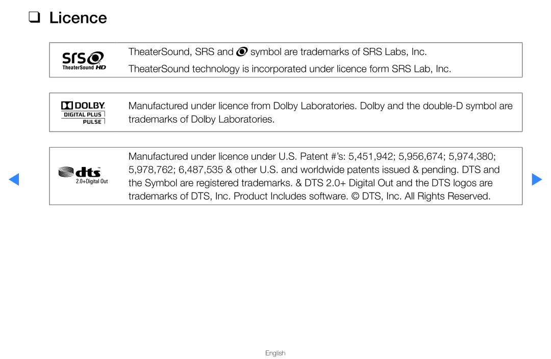 Samsung UA40D5500RMXSQ, UA46D5500RMXSQ manual Licence 