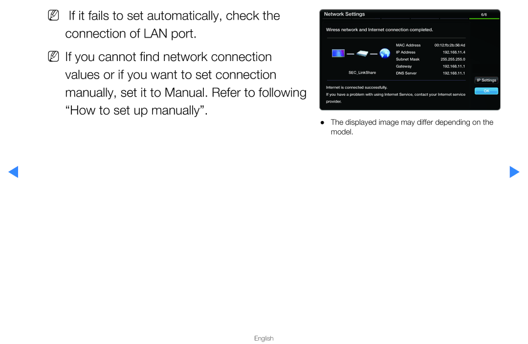 Samsung UA40D5500RMXSQ, UA46D5500RMXSQ manual Wiress network and Internet connection completed 