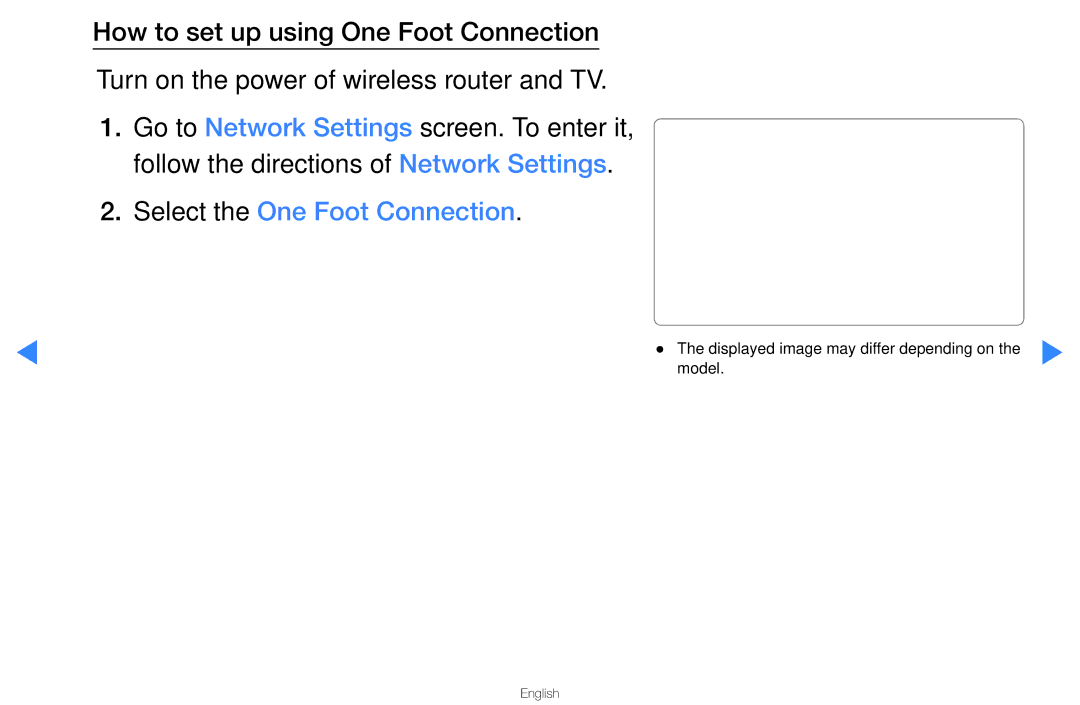 Samsung UA46D5500RMXSQ, UA40D5500RMXSQ manual Select the One Foot Connection 