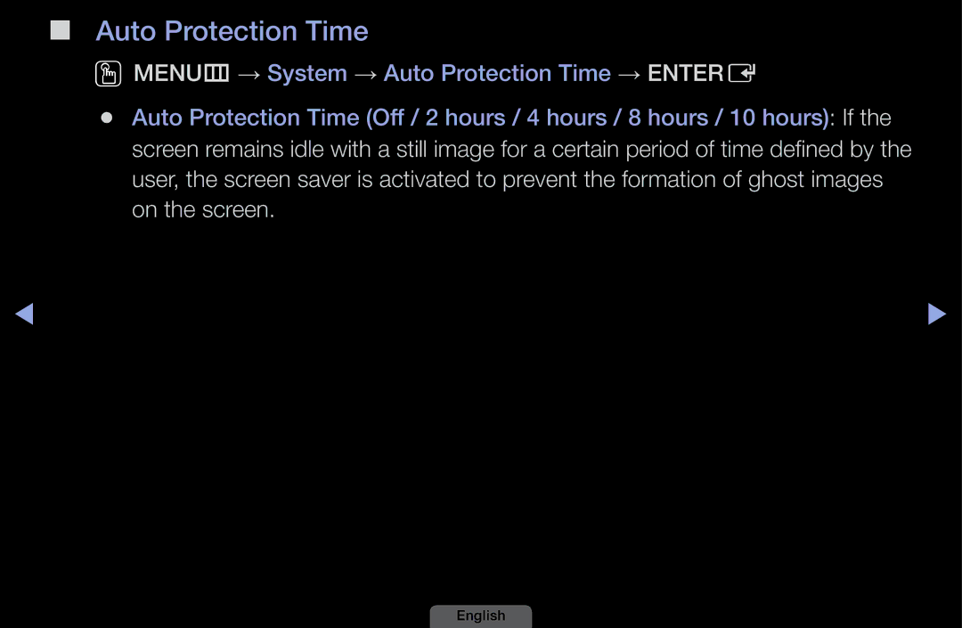 Samsung UA39EH5003MXSQ, UA46EH6030MXSQ, UA32EH4003MXSQ, UA40EH6030MXSQ manual Auto Protection Time 